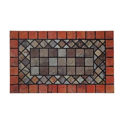 Afbeelding van Nicoman Deurmat, elegant, milieuvriendelijk, antislip, voor binnen en buiten, rechthoekig (75 x 44 cm), rode rand