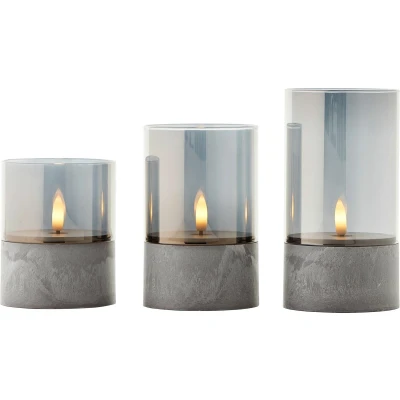 Afbeelding van Brilliant Bougie Batterij Tafellamp LED Flickering Candle Light Set Grijs/Smoke IP44