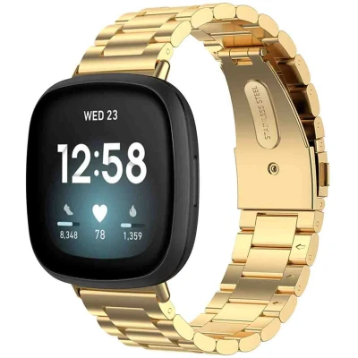 Afbeelding van imoshion Bandje met Horlogeband inkorter Geschikt voor Fitbit Versa 4, 3, Sense 2, Stalen band zonder installatiehulp goud