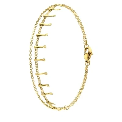 Afbeelding van Lucardi Dames Stalen goldplated Armband dubbel rond Staal Goudkleurig 20 cm