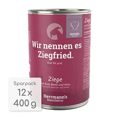 Afbeelding van 12x 400g Herrmann&#039;s Selection Sensitive Geit met Biologische Bieten &amp; Gierst Hondenvoer Nat