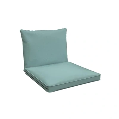 Afbeelding van POKAR Set van 2 tuinstoelkussens in rotan voor bank of pallet, zitkussen 70 x 5 cm + rugkussen 40 15 cm, blauw