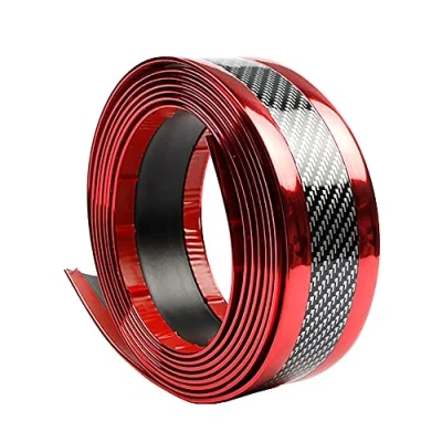 Afbeelding van ETOPARS Auto dorpel sticker koolstofvezel rood 5 cm x 2,5 m zelfklevende beschermstrip voor bumpers