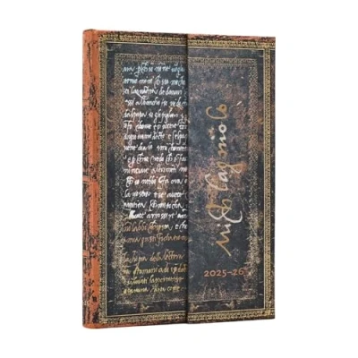 Afbeelding van Paperblanks Michelangelo Handwriting Mini 18 month Horizontal Hardcover Flexi Dayplanner 2025 2026