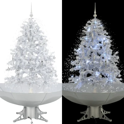 Afbeelding van Kerstboom sneeuwend met paraplubasis 140 cm wit