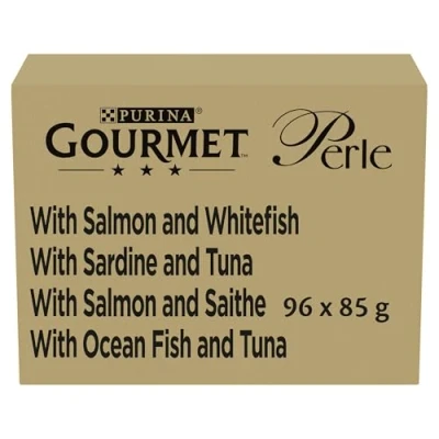 Afbeelding van 96x85g Vismix in Saus Gourmet Perle Kattenvoer