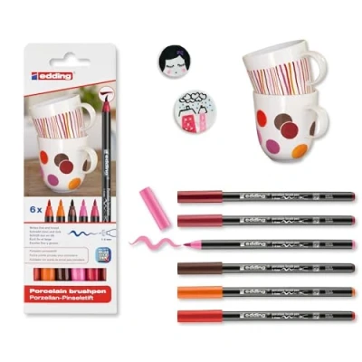 Afbeelding van edding 4200 ass. porselein brushpen warm 6ST 1 4 mm / 6999
