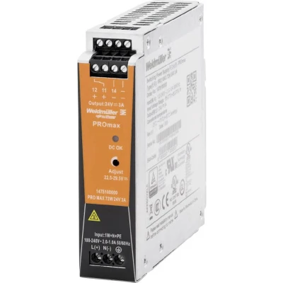 Afbeelding van Weidmüller PRO MAX 72W 24V 3A DIN rail netvoeding 24 V/DC 3 A 72 W Inhoud: 1 stuk(s)