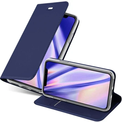 Afbeelding van Cadorabo Hoesje geschikt voor Apple iPhone XS MAX in CLASSY DONKER BLAUW Beschermhoes met magnetische sluiting, standfunctie en kaartvakje Book Case Cover Etui
