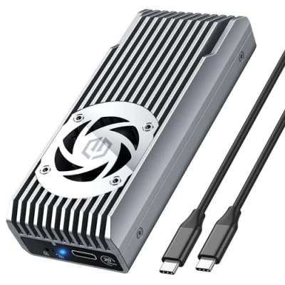 Afbeelding van GRAUGEAR 20Gbps aluminium externe behuizing voor M.2 NVMe SSD PCIE x4, M Key, USB 3.2 Gen2x2 20Gbps, actieve alleen lezen ventilator