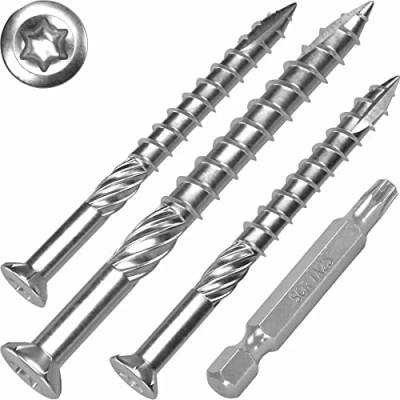 Afbeelding van Set van 50 terrasschroeven T INOX 5x60 gehard roestvrij staal C1 Torx 25 met roestvrijstalen bit