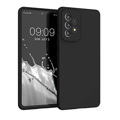 Afbeelding van kwmobile telefoonhoesje geschikt voor Samsung Galaxy A53 5G Hoesje met siliconen coating Smartphone case in mat zwart