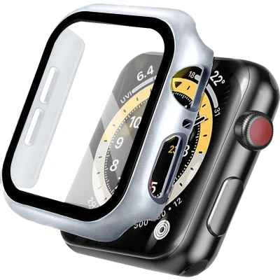 Afbeelding van iMoshion Screen Protector Geschikt voor Apple Watch Series 4 / 5 6 SE 40 mm Zilver Full Cover Hard Case Hoesje