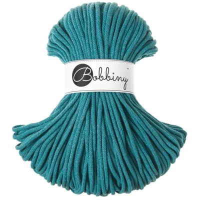 Afbeelding van Bobbiny Gevlochten macramétouw 100% gerecycled katoen, 5 mm, 50 m, blauwgroen