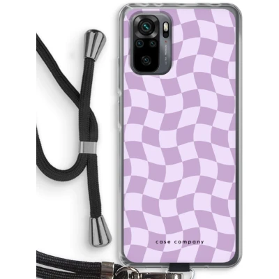 Afbeelding van Case Company® hoesje met Koord geschikt voor Xiaomi Redmi Note 10 Pro Grid Paars Telefoonhoesje Zwart Bescherming aan alle Kanten en Over de Schermrand