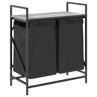 Afbeelding van vidaXL Wasmand 2 vakken met plank grijs sonoma eiken