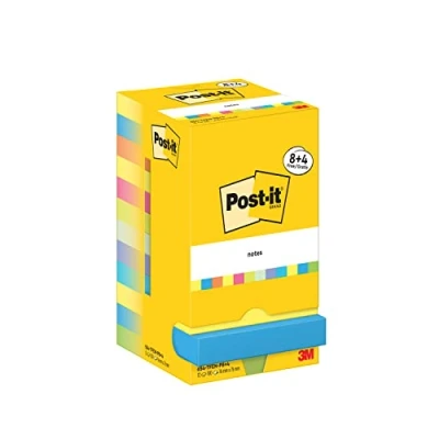 Afbeelding van Post It Notes Energetic, 100 vel, ft 76 x mm, 8 + 4 GRATIS memoblok