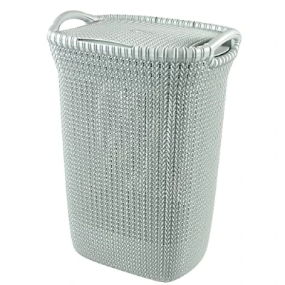 Afbeelding van Curver Knit Wasmand met deksel 57L Misty Blue