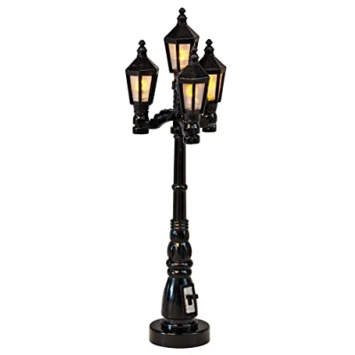 Afbeelding van VBS decoratieve straatlantaarn 10 cm met zwarte kunststof miniatuur verlichting