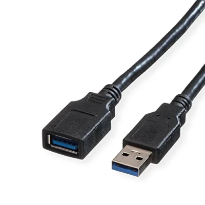 Afbeelding van ROLINE USB 3.2 Gen 1 Kabel, type A A, M/F, zwart, 0,8 m