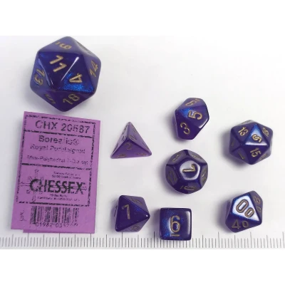 Afbeelding van Chessex Borealis Mini Polyhedral Koningspaars/goud Lichtgevende Dobbelsteenset (7 stuks)