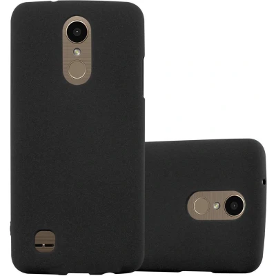 Afbeelding van Cadorabo Hoesje geschikt voor LG K10 2017 US Version in FROST ZWART Beschermhoes gemaakt van flexibel TPU silicone Case Cover