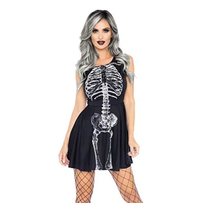 Afbeelding van Wonderland Spook &amp; Skelet Kostuum Gedeeltelijk Geslaagde Rontgenfoto Vrouw Zwart, Wit / Beige Small Halloween Verkleedkleding