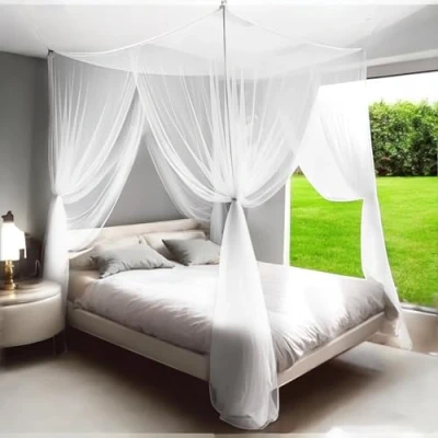 Afbeelding van EverChoice Baldaquin Vliegengaas voor tweepersoonsbed en eenpersoonsbed, muggenbescherming reizen thuis, met haken pluggen, reistas, vierkant, 220 x 200 210 cm