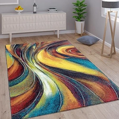 Afbeelding van Paco Home Vloerkleed Woonkamer Laagpolig Modern Vintage Patroon Abstract Veelkleurig 80x150 cm