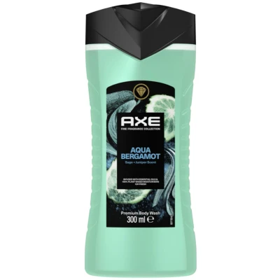 Afbeelding van AXE Fine Fragrance Collection Aqua Bergamot douchegel voor 12 uur frisheid met luxe geur, 6 x 300 ml, voordeelverpakking