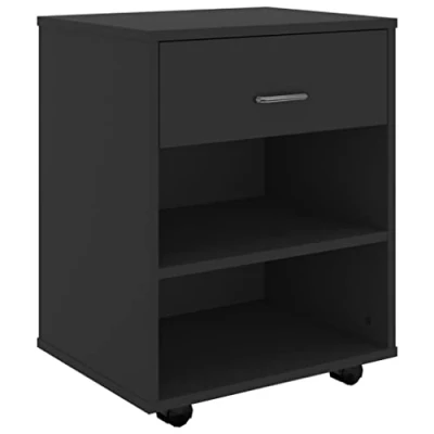 Afbeelding van Kast verrijdbaar 46x36x59 cm spaanplaat zwart
