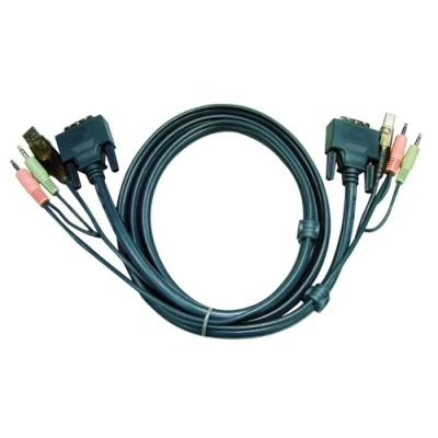 Afbeelding van ATEN KVM Aansluitkabel [2x Jackplug male 3,5 mm, DVI stekker 18+1 polig, USB A 2.0 2x