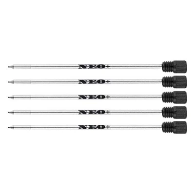 Afbeelding van NEO+ Set van 5 D1 balpenvullingen met blauwe of zwarte inkt, compatibel Swarovski Element kristalpen (zwarte inkt)