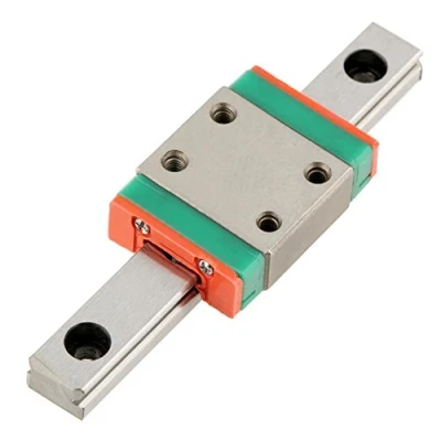 Afbeelding van 1 x 7 mm brede miniatuur lineaire railgeleiding LWL7B + schuifblok (55 mm).