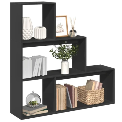 Afbeelding van Kamerscherm / boekenkast 3 laags 123x29x123 cm hout zwart