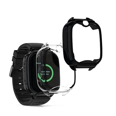 Afbeelding van kwmobile 2x cover geschikt voor Xplora XGO 2 Fitnesstracker van gehard glas en kunststof frame set zwart / transparant