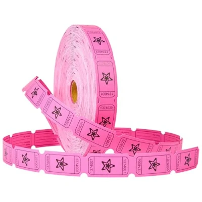 Afbeelding van KreativeKraft Rouleau de tickets tombola bingo 2 000 au pouce carré facile à déchirer (tombola rose)