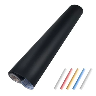 Afbeelding van Tekenewbse Schoolbord, afwasbaar, rol 43 x 300 cm, krijtbord, zelfklevend, leisteen, voor keuken, huis, school, kantoor, decoratie, schrijven, tekenen (inclusief 5 stuks krijt)
