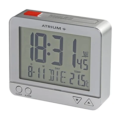 Afbeelding van ATRIUM Wekker Digitaal Digitale Klok Wekkers Slaapkamer Radiogestuurd Alarm Zilver Verlichting Lichtsensor Opbouwend alarmsignaal Snooze Duidelijk Reiswekker Wektijd Datum Weekdag Binnentemperatuur A760 19