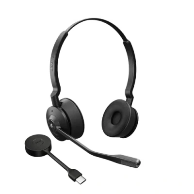 Afbeelding van Jabra Engage 55 On Ear headset Telefoon DECT Stereo Zwart Volumeregeling, Microfoon uitschakelbaar (mute)