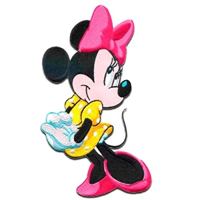 Afbeelding van Patch Minnie Mouse XL &#039;Minnie Stand&#039; Disney roze 20 x 14 cm geborduurde patches om op te strijken