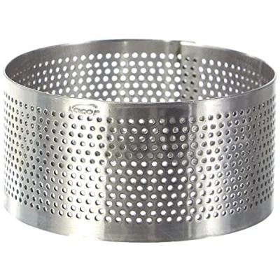 Afbeelding van Lacor 68547 ronde geperforeerde bakvorm 7 x 3,5 cm roestvrij staal.