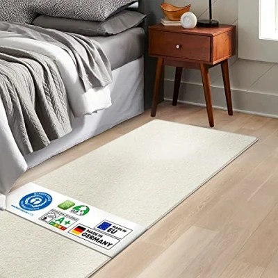 Afbeelding van KARAT Barcelona Shaggy tapijt slaapkamer woonkamer pluizig 67x160 cm crème