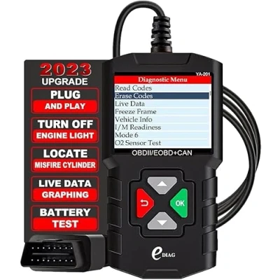Afbeelding van EDIAG YA 201 Diagnostische auto codelezer, volledige OBD2 scanner, check motorlicht voertuig, codelezer voor O2 sensor, EVAP systemen, verbeterde grafische accustatus en live data