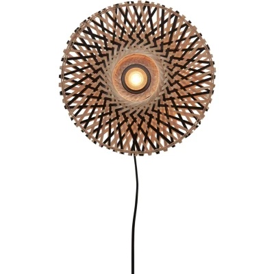 Afbeelding van GOOD&amp;MOJO Wandlamp Kalimantan Bamboe/Zwart Ø30cm Bruin