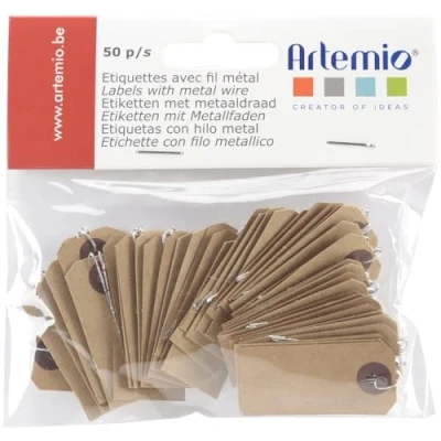 Image de Etiquettes kraft avec fil métallique 4 x 2 cm Artemio