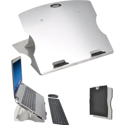 Afbeelding van DESQ® Laptopstandaard Aluminium 10 17 Inch laptops Hoogte 0 175 mm Plat opvouwbaar 6 360 draaibaar Beschermhoes Muismat