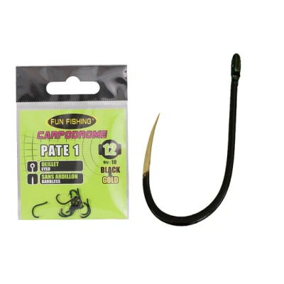 Afbeelding van Fun Fishing Haak Carpodrome Pate 1 Barbless Eyed 10 pcs Maat : 8