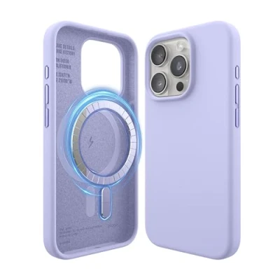 Afbeelding van elago Magnetische siliconen hoes, compatibel met iPhone 15 Pro, alle MagSafe accessoires, ingebouwde magneten, hoogwaardige siliconen, volledige bescherming