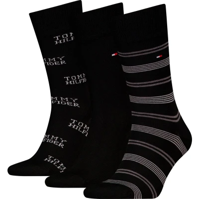 Afbeelding van Tommy Hilfiger MEN SOCK Giftbox Stripe 3 PACK Sokken, Heren, Maat: 39 42, Black